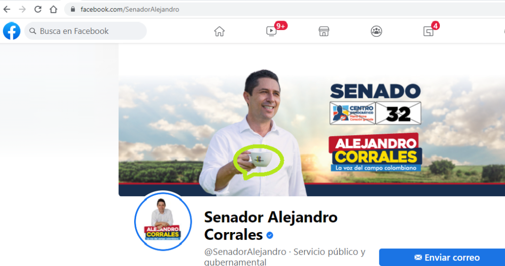 Portada del facebook del senador Alejandro Corrales